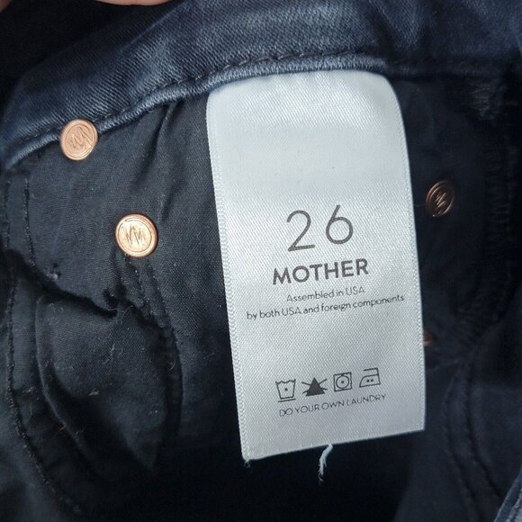 Mother Size 26 High Waisted Looker Ankle Fray‎ Black Skinny Denim Jeans - Picture 7 of 8